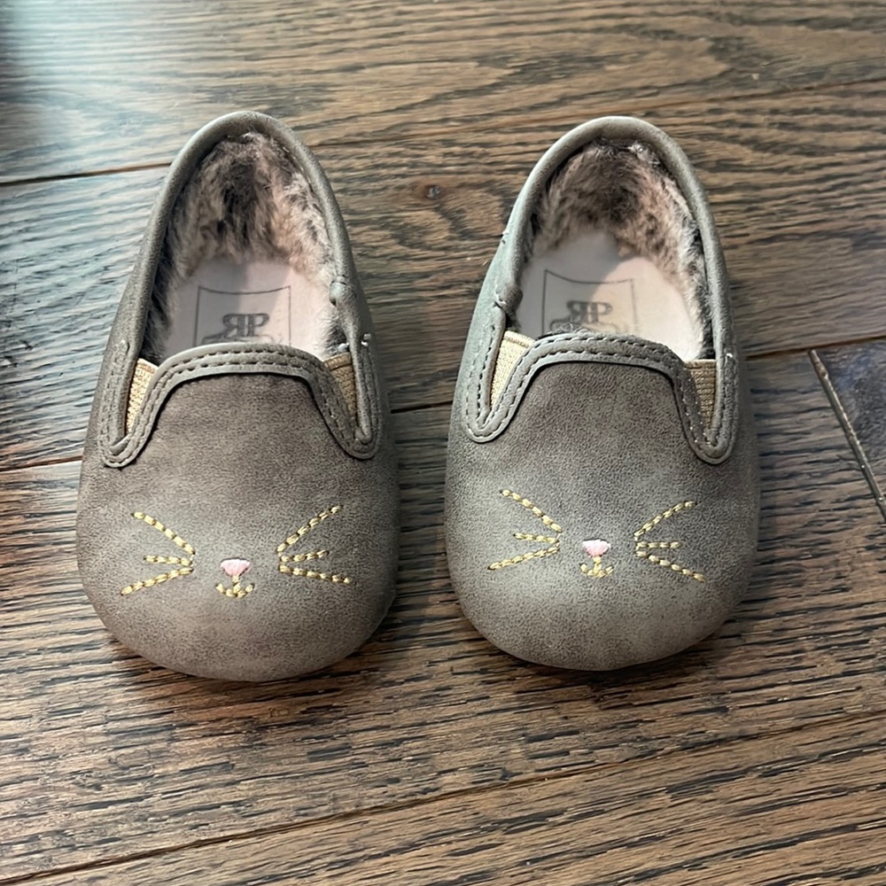 Rosie Pope Gray “Can’t Be Tamed” Cat Loafers |  0-3M